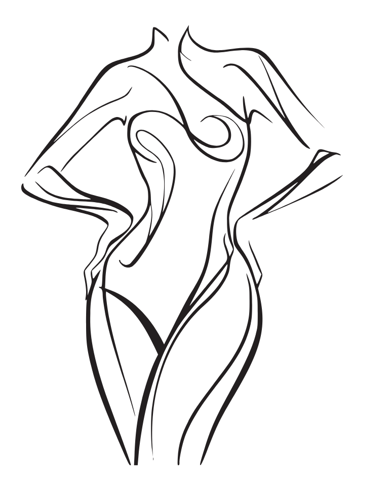 Grafische Darstellung der Silhouette einer schlanken Frau.