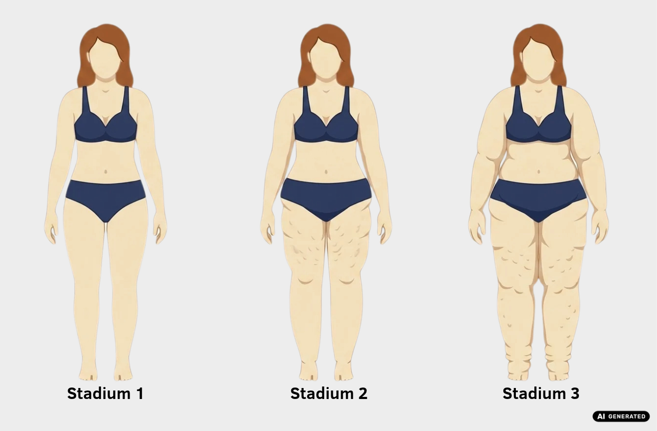 Grafik zur Darstellung der unterschiedlichen Lipödem-Stadien.